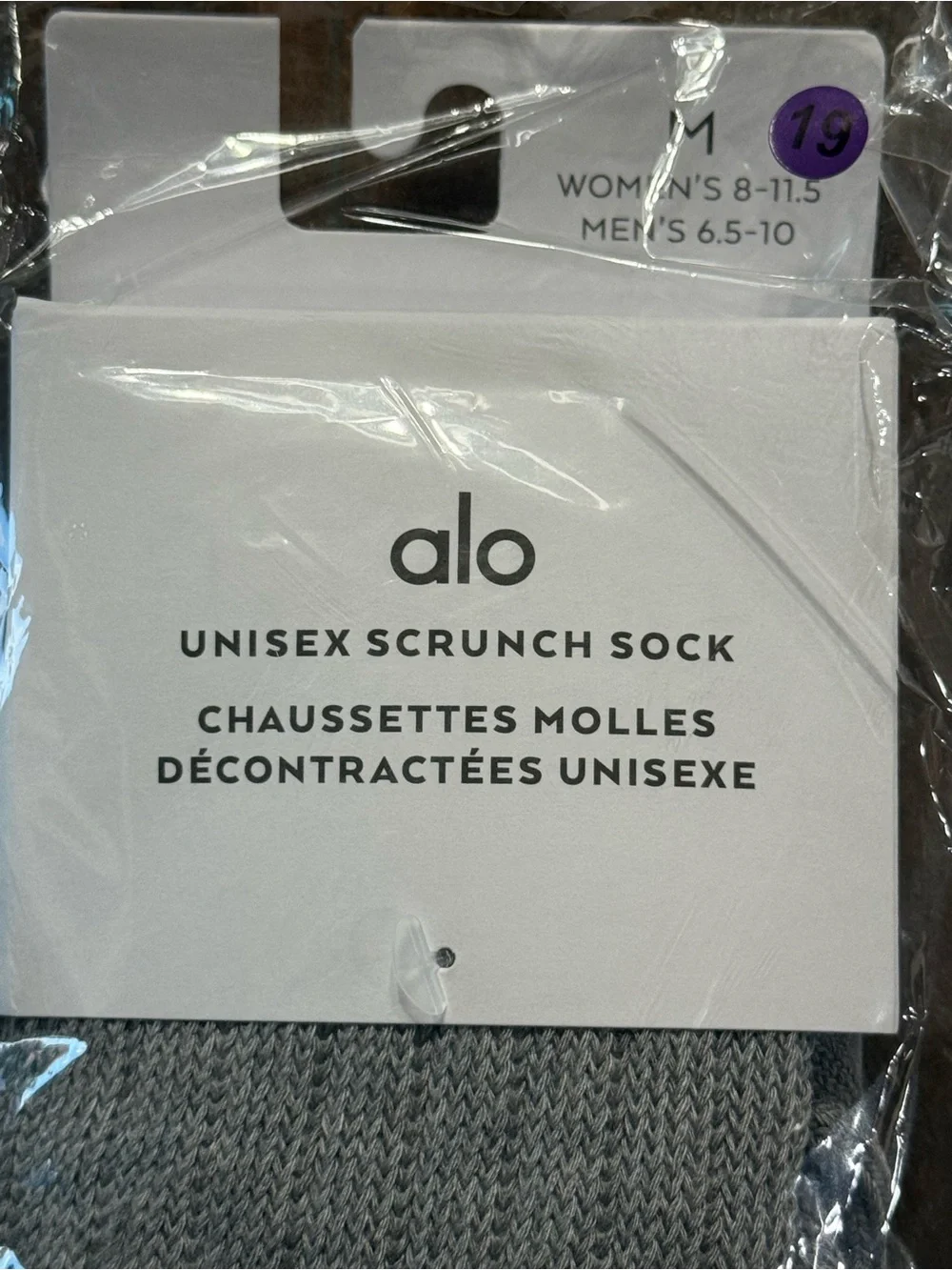 Alo Yoga Unisex Scrunch Crew Socks Athletic Heather Gray Cotton Blend Size M NWT